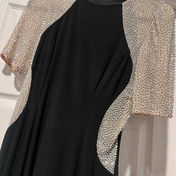 Size 8 black/rhinestone illusion cocktail dress - Picture 2 of 2